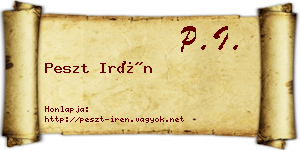 Peszt Irén névjegykártya